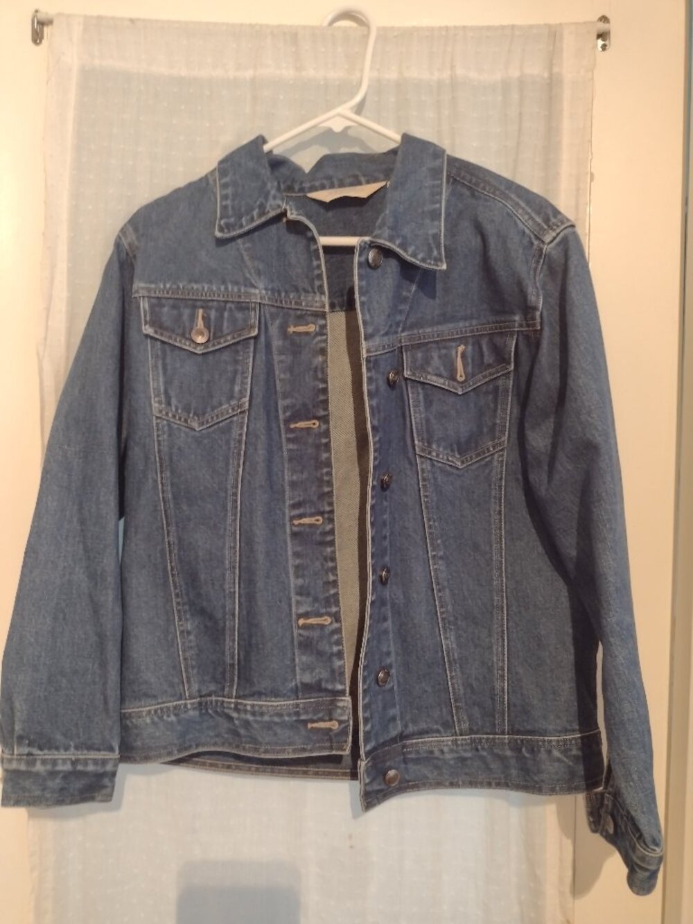 St John's Bay cotton dark blue jean jacket, size small/petite